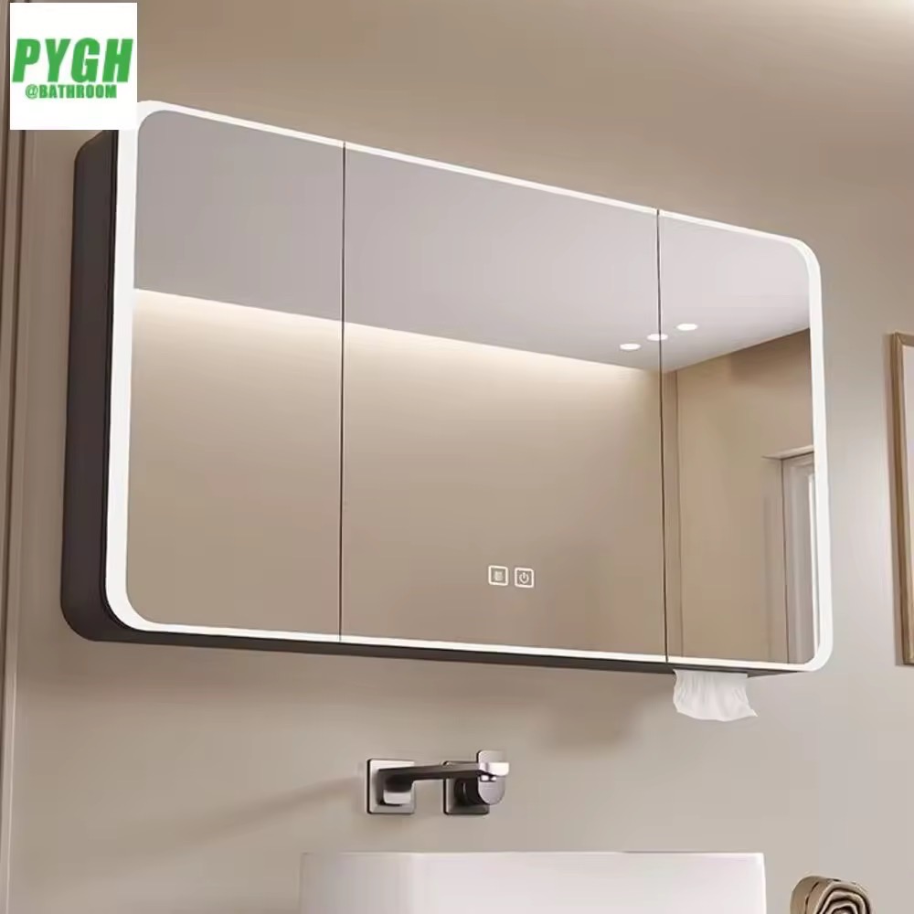 ตู้กระจกห้องน้ำอัจฉริยะพื้นที่อลูมิเนียมกระจกห้องน้ำกระจกสะท้อนแสง