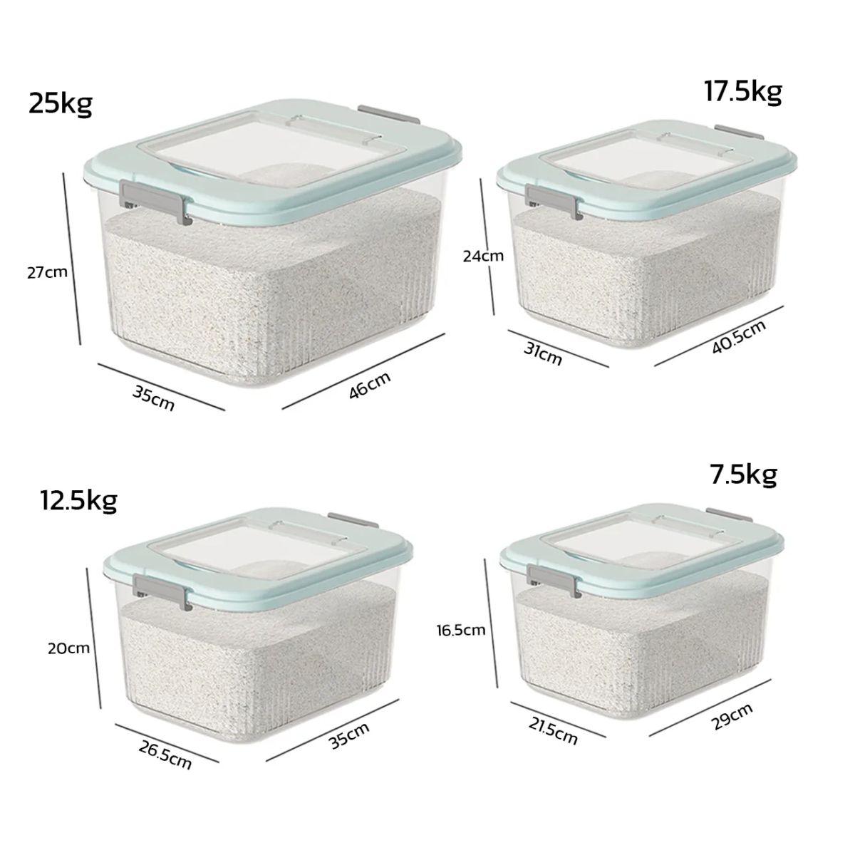 กล่องใส่ข้าวสาร กล่องเก็บอาหาร ถังใส่ข้าวสาร Rice Storage Box ตัวล็อคแน่น
