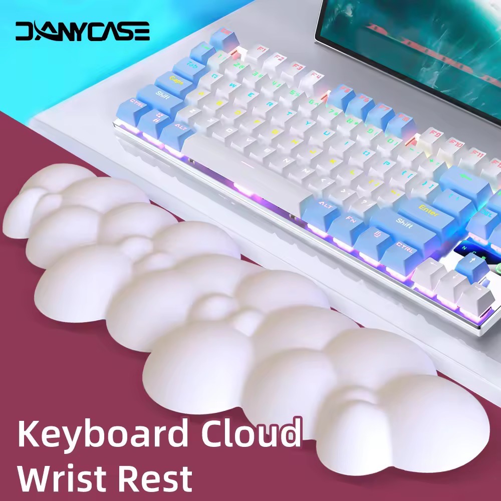 Cloud Keyboard Wrist Rest Soft Leather Memory Foam Wrist Hand Support Cushion for Easy Typing Pain Relief Ergonomic Anti-Slip